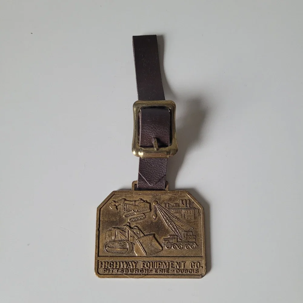 Vintage Highway Equipment Co. Brass Luggage Tag Keychain - Pittsburgh Erie PA